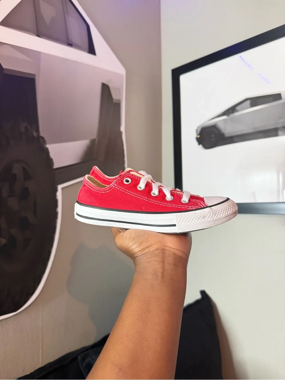 Converse Kids Low Top Canvas Sneakers in Red with White Accents